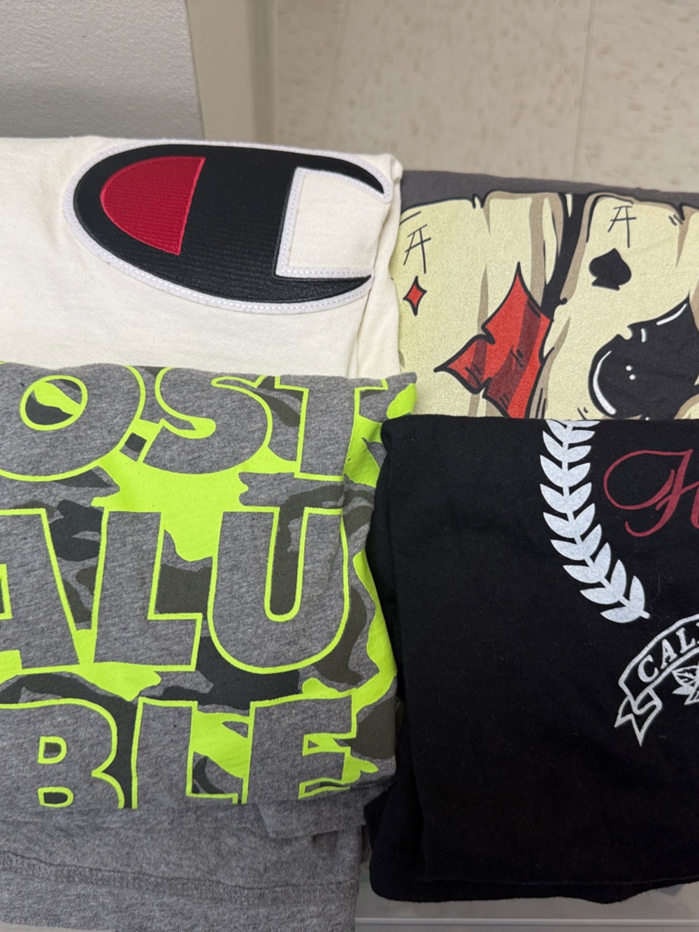 Assortment  Short Sleeve Tee with Neon Green Logo on Gray and Black Graphic Tees